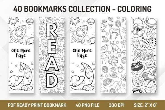 40 Printable Bookmark Graphic - Coloring for Creative Blog Design