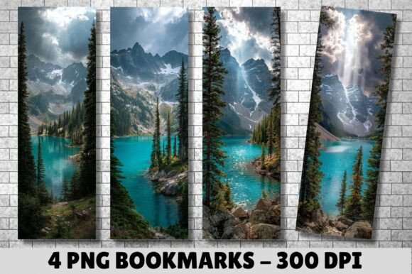 Alpine Blue Lake Mountain Pines Bookmark for Crafts and Branding