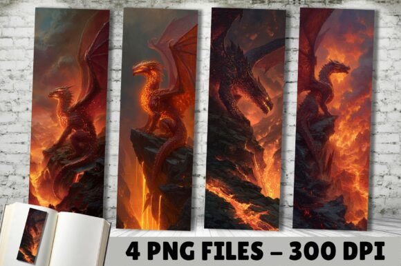 Ava Mountain Fire Dragon Art Bookmark – A Bold Graphic Design Asset for Content Creators