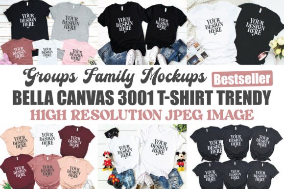 Bella Canvas 3001 Family Mockup Bundle for Real Product Mockups