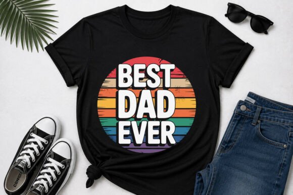 Best Dad Ever Vintage Retro Sunset T-Shirt Designs
