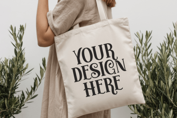 Canvas Tote Bag Mockup, Beach Tote Bag for Product Mockups