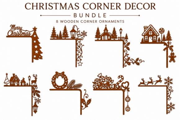 Christmas Door Corner SVG Laser Cut Set for Winter Amp Campaigns