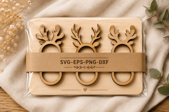 Christmas Reindeer Napkin Ring SVG for Winter Amp Projects