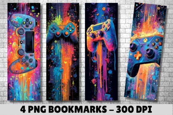 Dripping Paint Game Controller Bookmark for Crafts and Branding