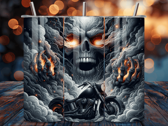 Flaming Skull Biker 20oz Tumbler Wrap Review