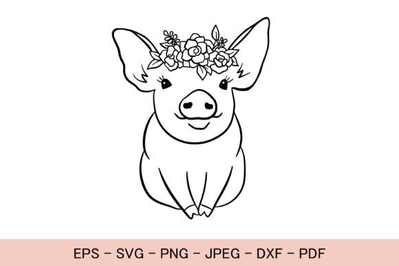 Floral Pig SVG for Crafts: A Playful Design Asset for Local Business Branding