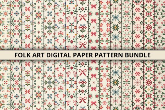 Folk Art Paper Pattern Bundle: A Timeless Graphic Design Asset for Creative Projects