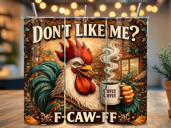 Funny Coffee Rooster Farm Tumbler Wrap Review: A Playful Graphic Design Asset for Content Creators