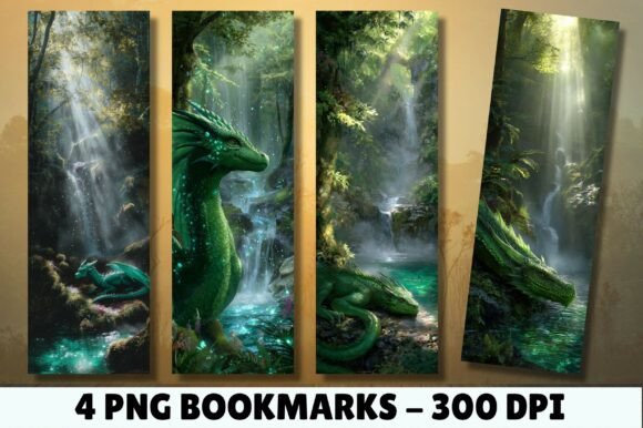 Green Forest Dragon Nature Art Bookmark