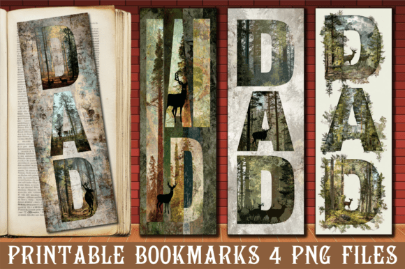 Green Moss Nature Forest Dad Bookmark for Crafts & Branding