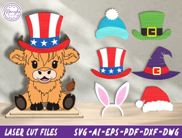 Highland Cow Interchangeable Hat SVG for Home Decor Projects