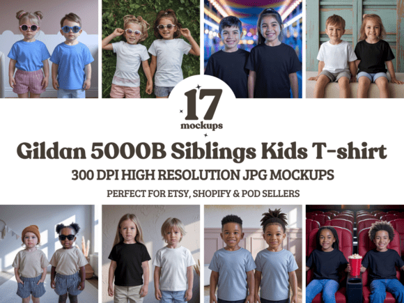 Kids Gildan 5000B Siblings Mockup Bundle Review for Product Mockups