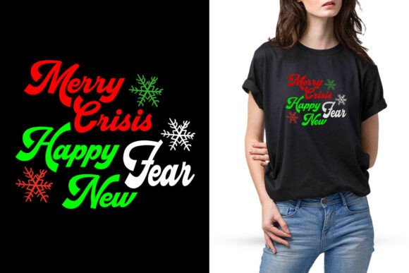 Merry Crisis Happy New Year Retro Design for Print Templates