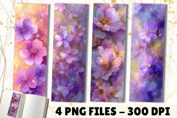 Purple Pink Abstract Flower Bookmark for Crafts and Commercial Projects
