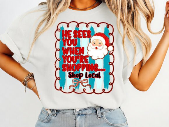 Shop Local Santa T-Shirt SVG PNG Design Review