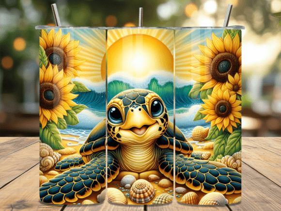 Summer Sun Baby Sea Turtle Tumbler Wrap for Local Branding