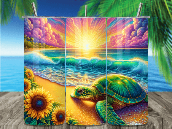 Sunset Turtle Sunflower Tumbler Wrap PNG Review for Digital Sellers