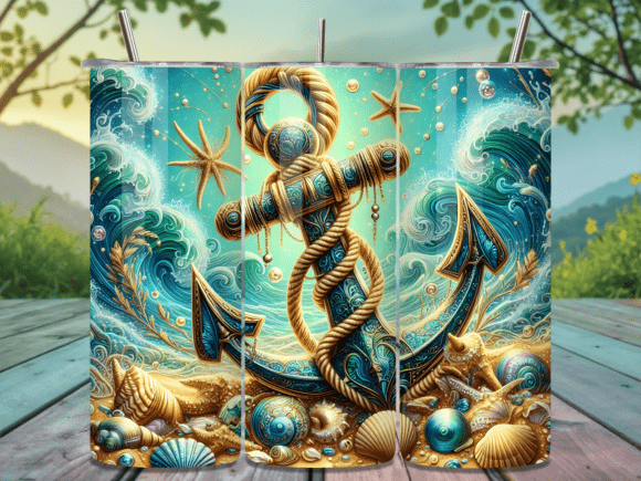 Teal Anchor Starfish Tumbler Wrap Design Review
