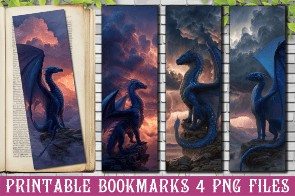 Thunder Storm Strike Dragon Bookmark Png for Crafts & Editorial Design