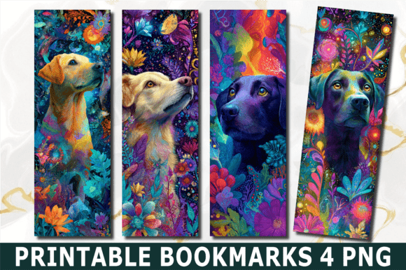 Vivid Colorful Dog Pet Neon Bookmark: A Crafts-Friendly Design Asset for Modern Branding