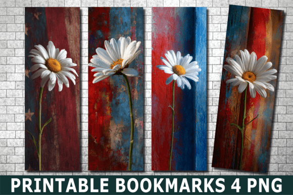 White Daisy Patriotic Flower Bookmark for Crafts